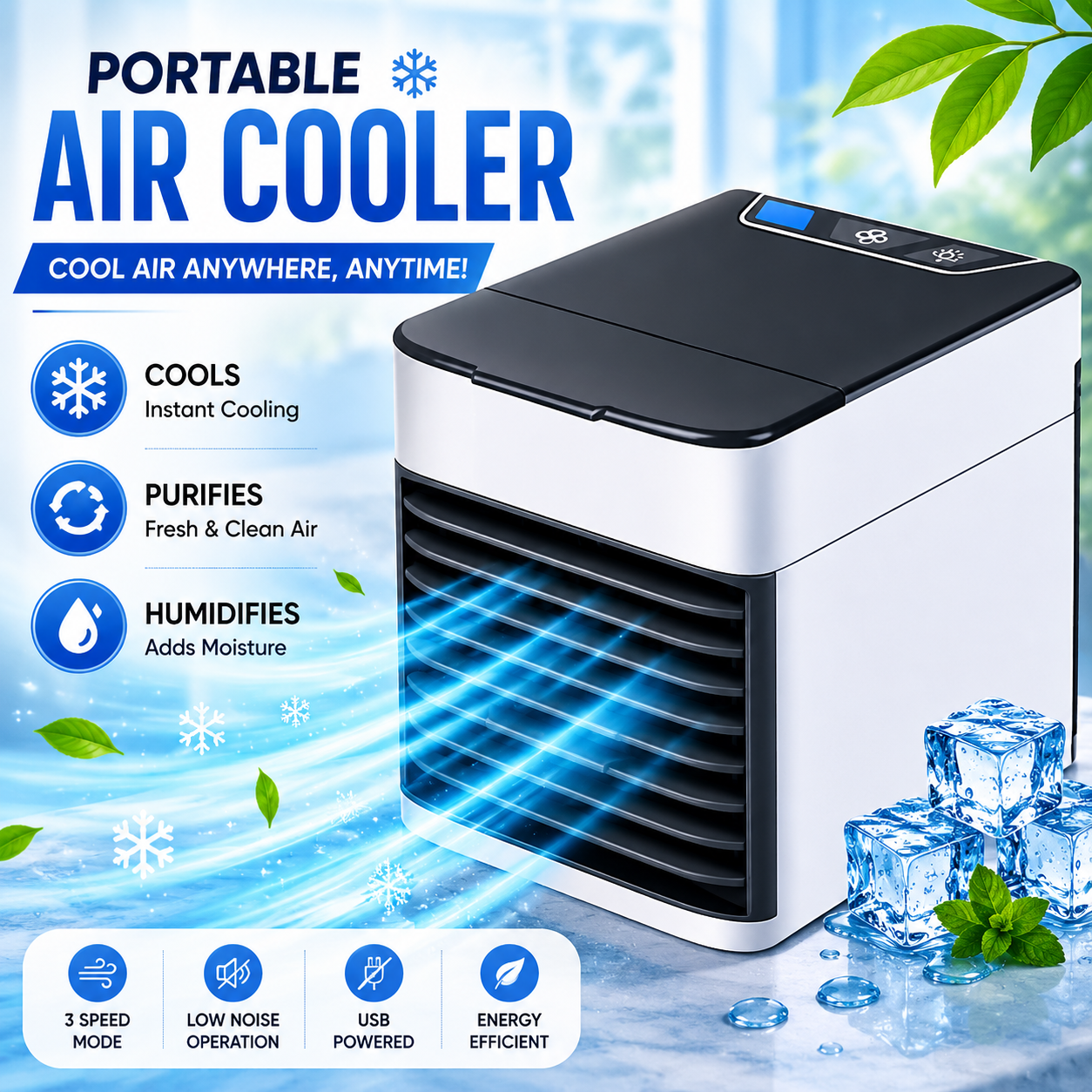❄️ Portable Mini Air Cooler with Humidifier & Air Purifier