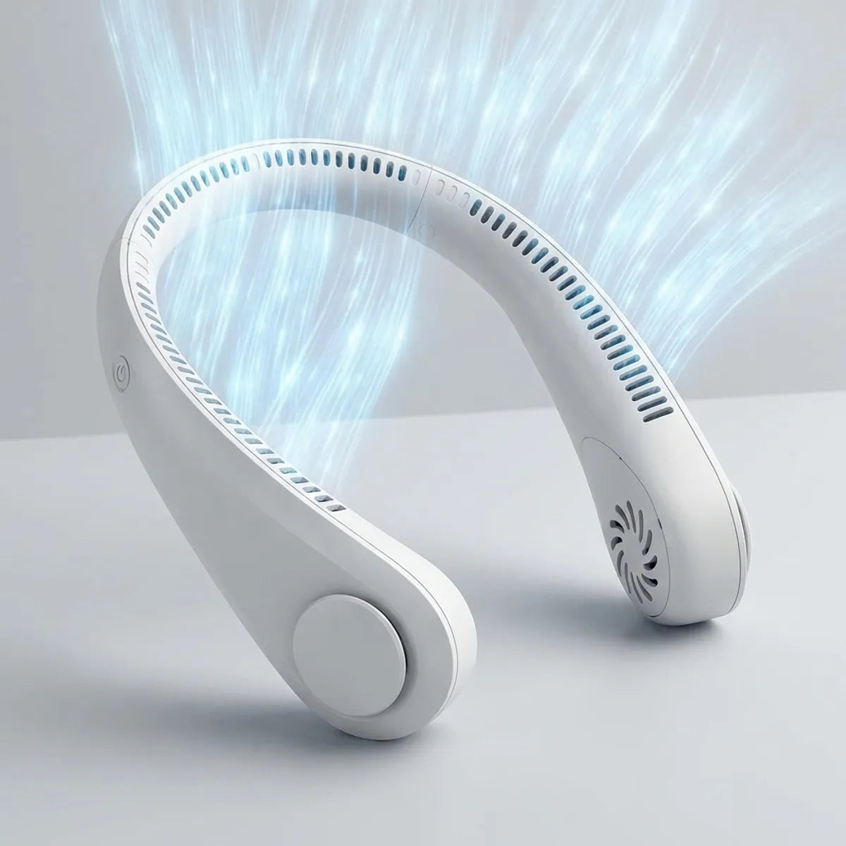 White Abs Plastic Neck Fan For Personal Cooling In Hot Weather