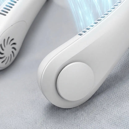 White Abs Plastic Neck Fan For Personal Cooling In Hot Weather