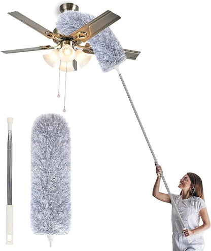 Off White Microfiber 100 Inch Fan Duster For Cleaning Ceiling Fans