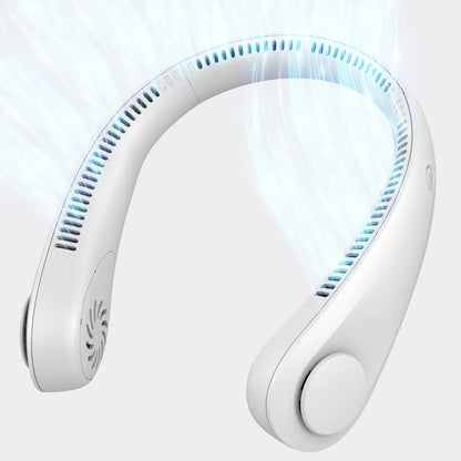 White Abs Plastic Neck Fan For Personal Cooling In Hot Weather
